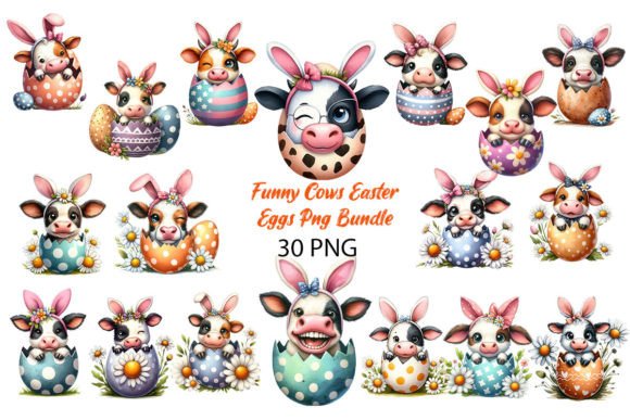 Download Funny Cows Easter Eggs PNG Bundle - Easter eggs Collection