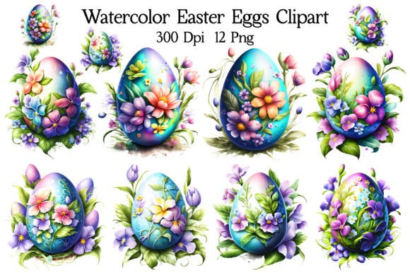 Download Watercolor Easter Eggs Clipart - Easter eggs Collection