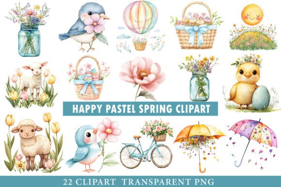 Download Happy Pastel Spring Watercolor Clipart - Spring watercolor Collection