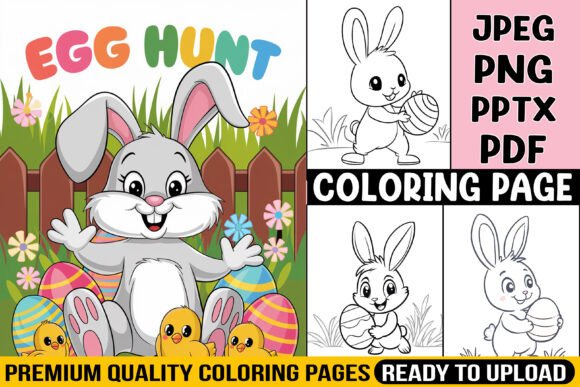 Download Easter Egg Hunt Coloring Pages for Kids - Premium Bundle