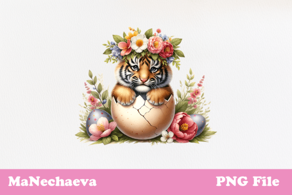 Download Cute Easter Baby Tiger in Egg Clipart - Premium Resources