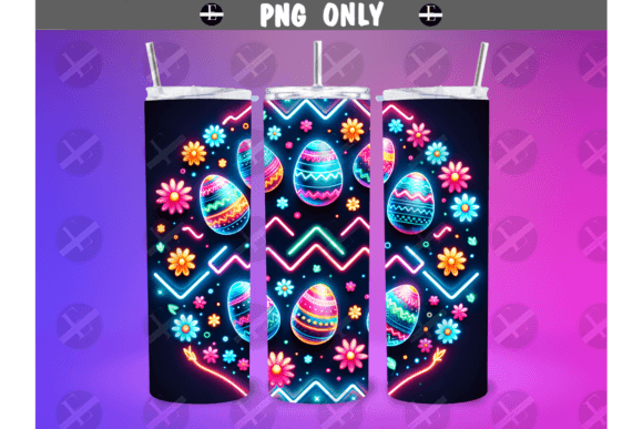 Download Neon Easter Eggs &amp; Flowers Tumbler Wraps - Easter eggs Collection