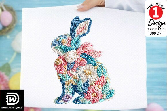 Download Faux Yarn Easter Floral Bunny PNG - Premium Resources