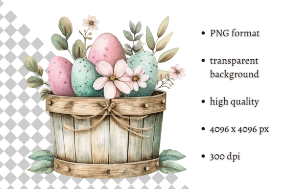 Download Watercolor Easter Eggs Bucket Clipart - Premium Resources
