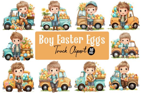 Download Boy Easter Eggs Truck Clipart - Easter eggs Collection