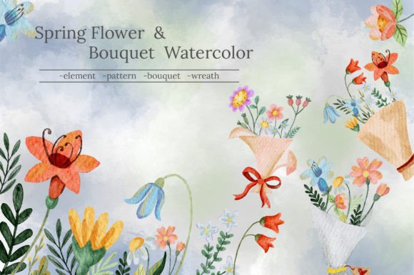 Download Spring Watercolor Set Bundle Clipart - Spring watercolor Collection