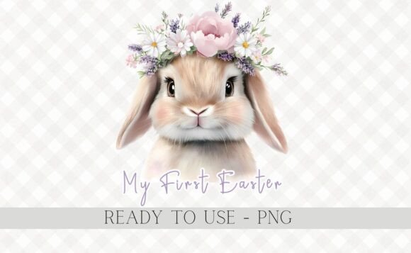 Download My First Easter Floral Crown Bunny PNG - Premium Resources